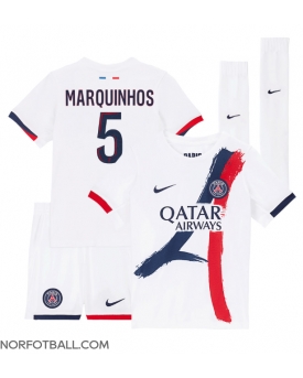 Billige Fotballdrakt Paris Saint-Germain Marquinhos #5 Replika Bortedraktsett Barn 2024-25 Kortermet (med bukser)
